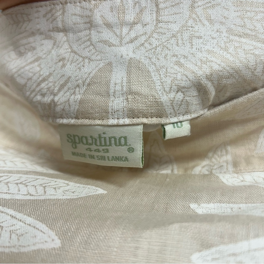 Spartina Kai Linen Shirt & Kade Linen Skirt Callawassie Palmetto Tan Fringe Sz M - Picture 15 of 16